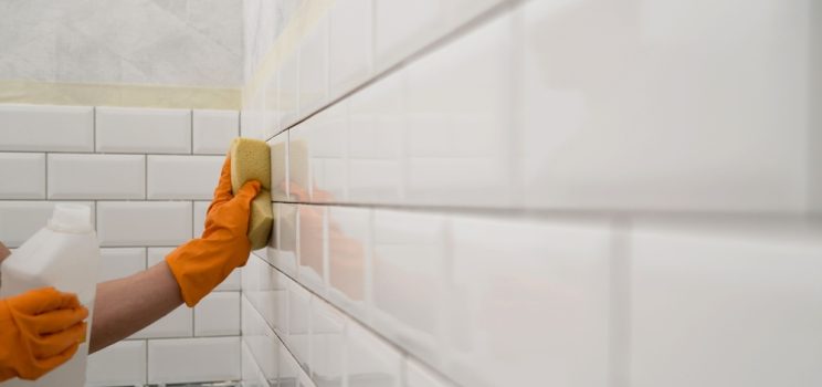 What do professionals use to clean grout